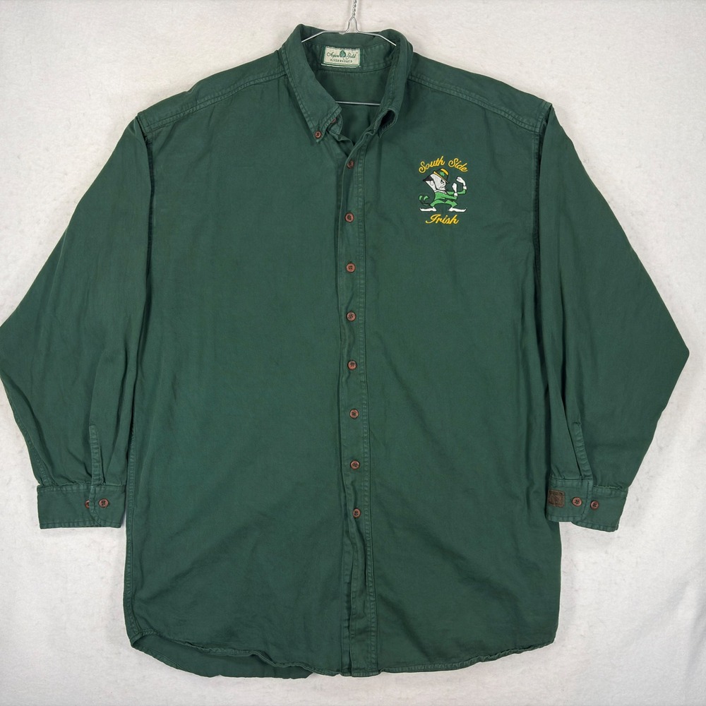 Aspen Gold South Side Irish Riverwashed Green Twill Button Down Shirt Mens L